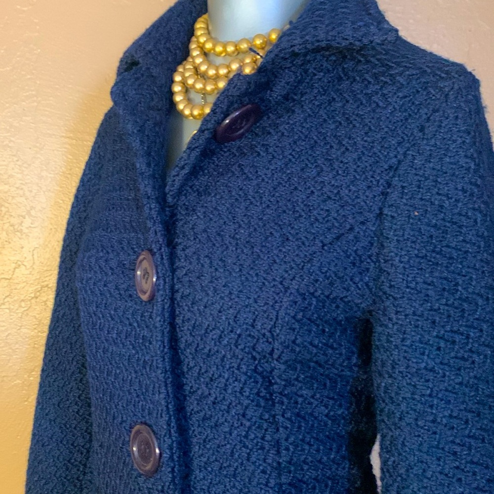 NWT POETRY Navy Blue Tweed Coat.  Sz M - Picture 5 of 7